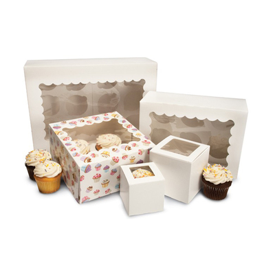 Ενιαία μίνι κιβώτια κέικ Cupcake εγγράφου της Kraft 2 4 6 12 τρύπες για τα γαμήλια Χριστούγεννα